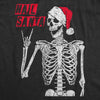 Mens Hail Santa T Shirt Funny Xmas Skeleton Metal Horns Joke Tee For Guys