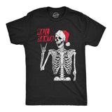 Mens Hail Santa T Shirt Funny Xmas Skeleton Metal Horns Joke Tee For Guys