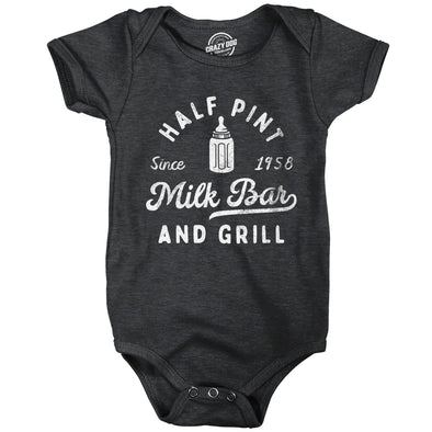Half Pint Milk Bar And Grill Baby Bodysuit Funny Cute Pub Joke Jumper For Infants