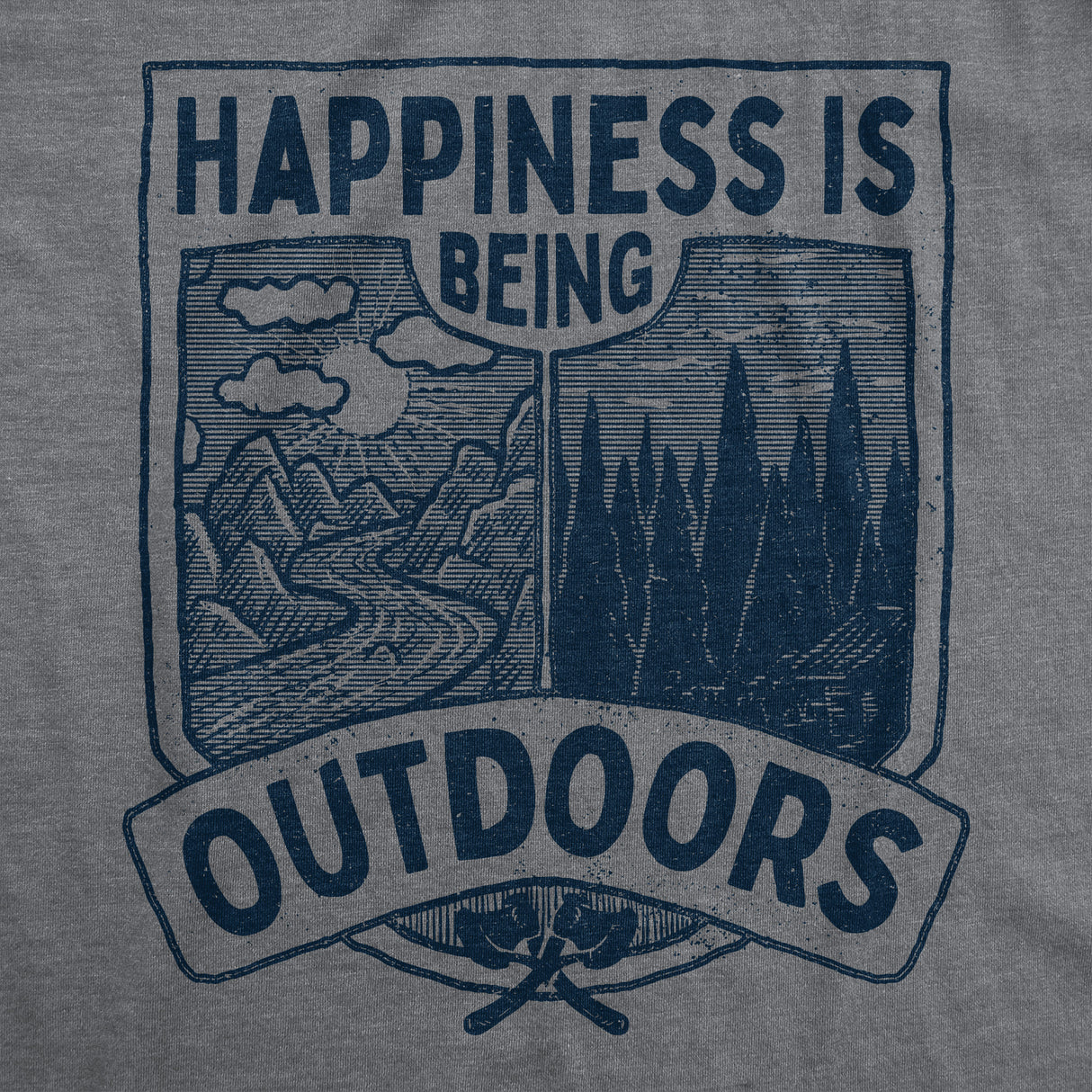 Mens Happiness Is Being Outdoors T Shirt Funny Cool Nature Hiking Camping Lovers Tee For Guys