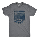 Mens Happiness Is Being Outdoors T Shirt Funny Cool Nature Hiking Camping Lovers Tee For Guys