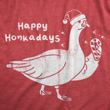 Womens Happy Honkadays T Shirt Funny Xmas Party Goose Joke Tee For Ladies