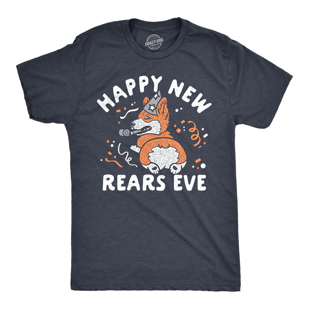 Mens Happy New Rears Eve T Shirt Funny New Years Corgi Puppy Butt Joke Tee for Guys