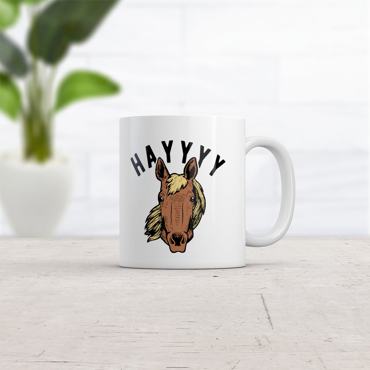 Hayyyy Horse Mug Hay Is For Horses Hello Sarcastic Hilarious Graphic Novelty Cup-11oz