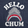 Mens Hello Chum T Shirt Funny Shark Attack Bite Greeting Joke Tee For Guys
