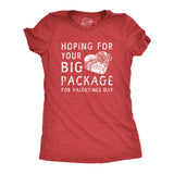 Womens Hoping for Your Big Package Funny Valentines Day T Shirt for Women