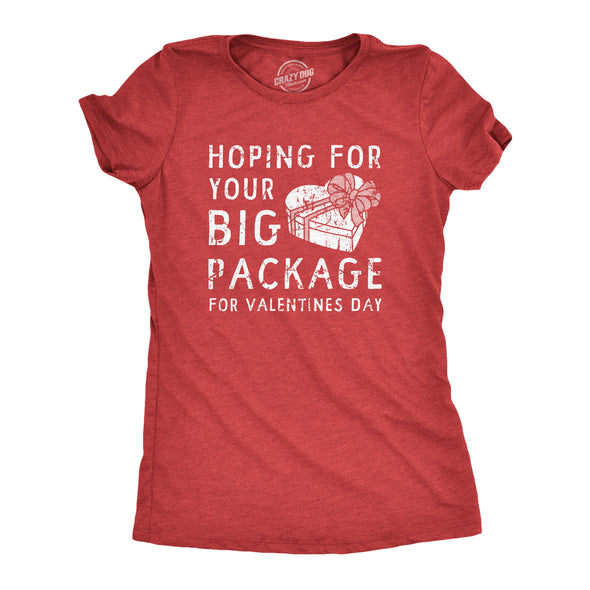 Womens Hoping For Your Big Package For Valinetines Day T Shirt Funny Sex Joke Tee For Ladies