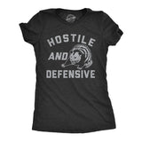 Womens Hostile And Defensive T Shirt Funny Fearful Possum Joke Tee For Ladies