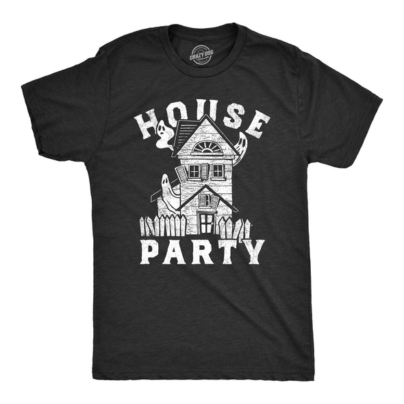 Mens House Party T Shirt Funny Halloween Creepy Haunted House Joke Tee For Guys