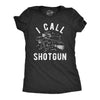 Womens I Call Shotgun T Shirt Funny Halloween Witch Flying Broomstick Ride Joke Tee For Ladies