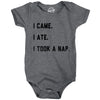 I Came I Ate I Took A Nap Baby Bodysuit Funny Cute Sleepy Snacking Jumper For Infants