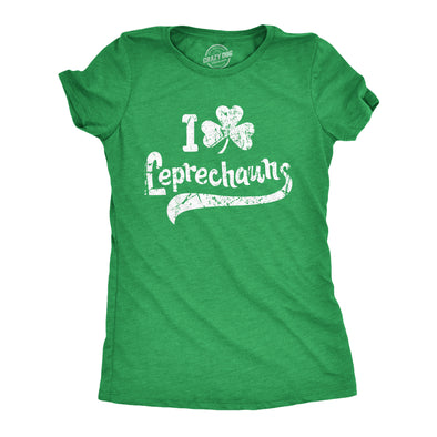 Womens I Clover Leprechauns T Shirt Funny Saint Patricks Day Irish Patty Tee