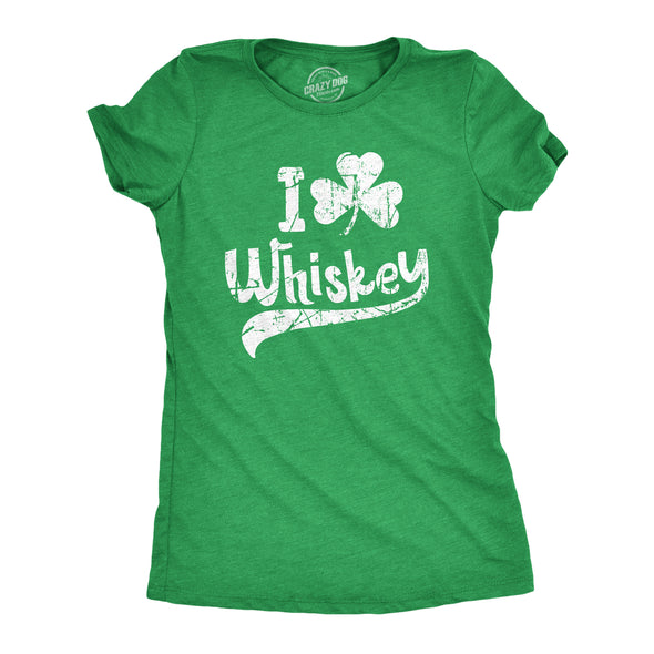 Womens I Clover Whiskey T Shirt Funny St Pattys Day Shamrock Liquor Drinking Tee For Ladies