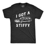 Mens I Got A Stiffy T Shirt Funny Hearse Dead Person Adult Joke Tee for Guys