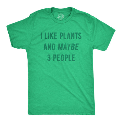 Mens I Like Plants And Maybe 3 People T Shirt Funny Introverted Botany Lovers Tee For Guys