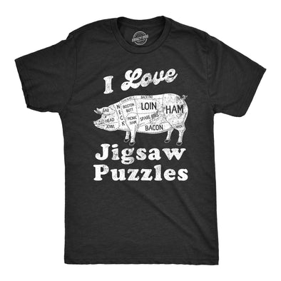 Mens I Love Jigsaw Puzzles T Shirt Funny Butcher Meat Cuts Joke Tee For Guys