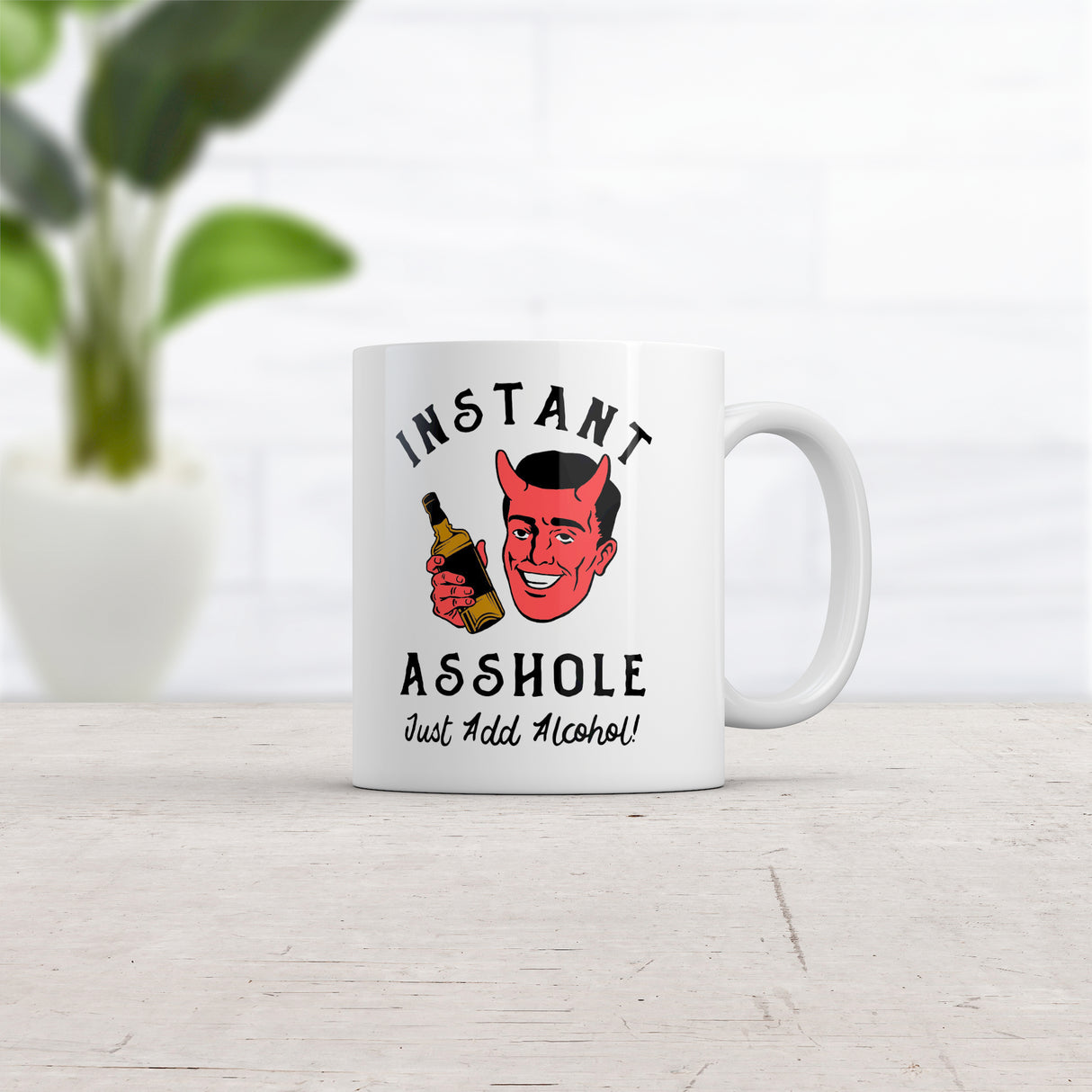 Instant Asshole Just Add Alcohol Mug Funny Drinking Jerk Devil Novelty Cup-11oz