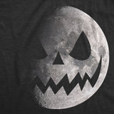 Womens Moon Jack O Lantern T Shirt Funny Spooky Lunar Phases Scary Face Tee For Ladies