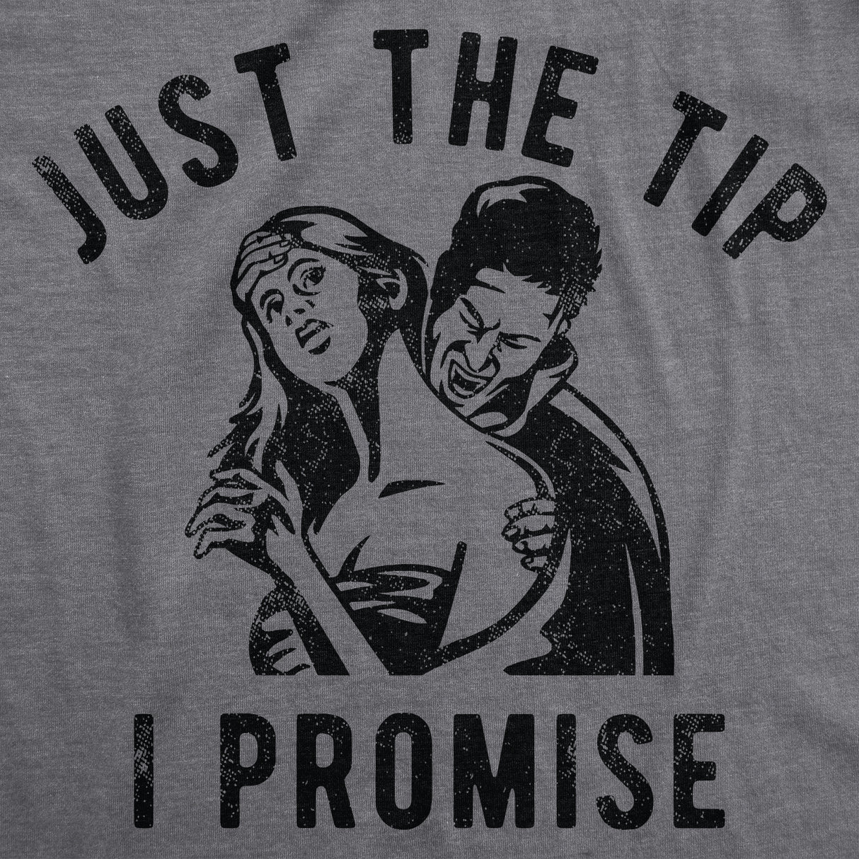 Mens Just The Tip I Promise T Shirt Funny Halloween Vampire Bite Joke Tee For Guys