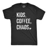 Mens Kids Coffee Chaos T Shirt Funny Caffeine Addicts Parenting Crazy Children Joke Tee For Guys