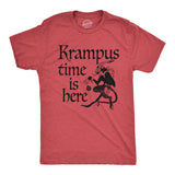 Mens Krampus Time Is Here T Shirt Funny Xmas Evil Devil Santa Joke Tee For Guys