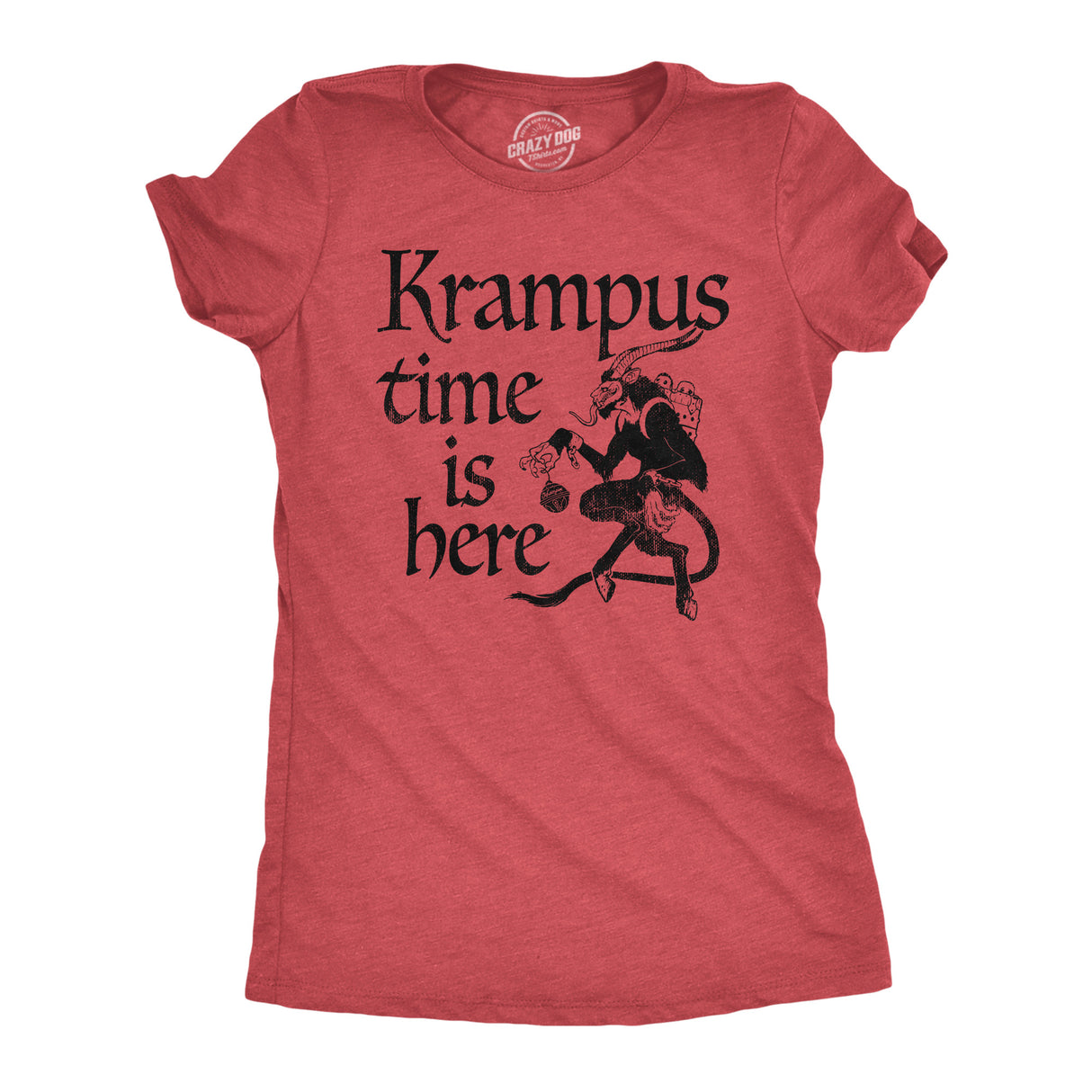 Womens Krampus Time Is Here T Shirt Funny Xmas Evil Devil Santa Joke Tee For Ladies