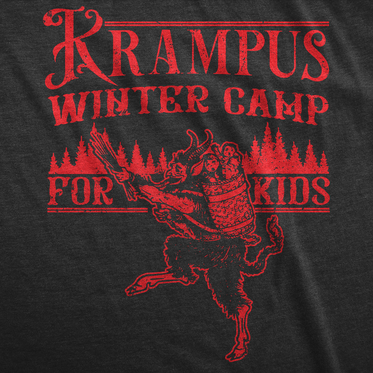 Mens Krampus Winter Camp For Kids T Shirt Funny Xmas Evil Santa Claus Monster Joke Tee For Guys