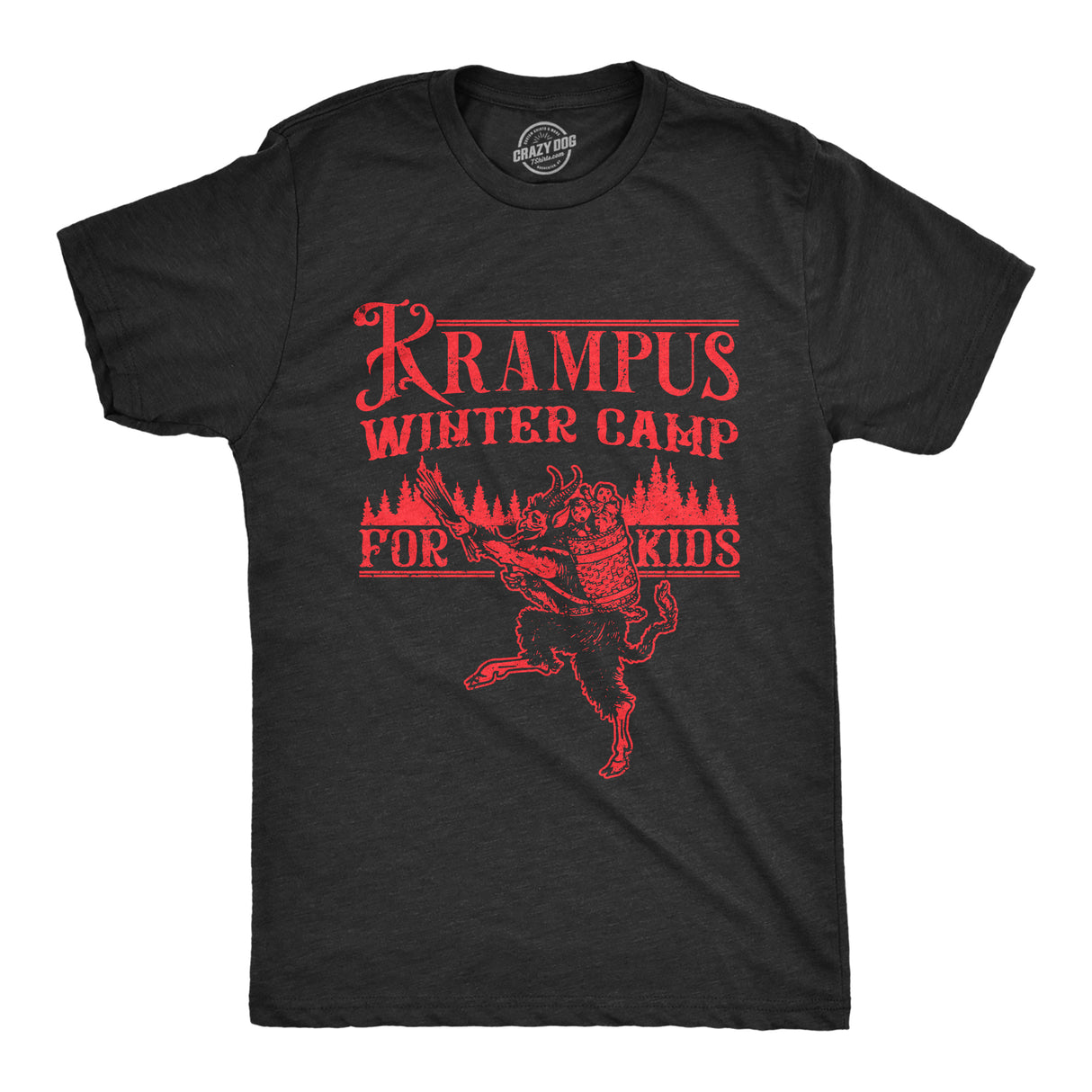 Mens Krampus Winter Camp For Kids T Shirt Funny Xmas Evil Santa Claus Monster Joke Tee For Guys