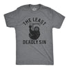 Mens The Least Deadly Sin T Shirt Funny Lazy Sloth Joke Tee For Guys