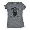 Womens The Least Deadly Sin T Shirt Funny Lazy Sloth Joke Tee For Ladies