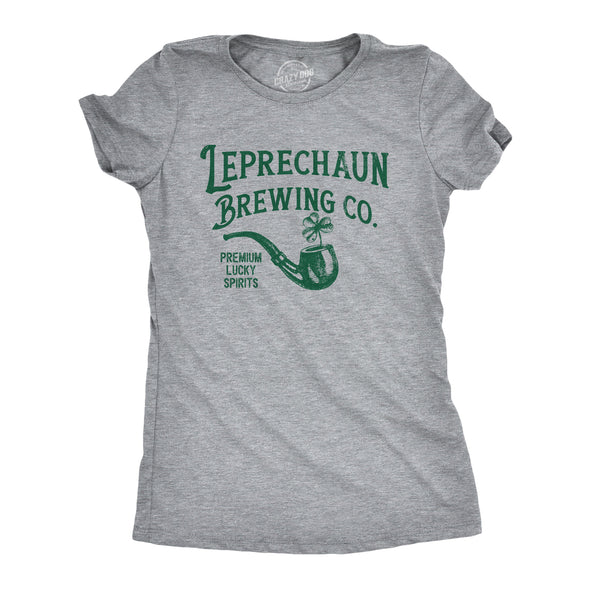 Womens Leprechaun Brewing Co T Shirt Funny St Pattys Day Parade Beer Ale Company Tee For Ladies