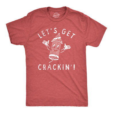Mens Lets Get Crackin T Shirt Funny Fourth Of July Firecracker Tee For Guys