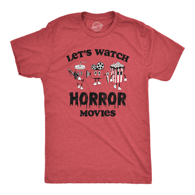 Mens Lets Watch Horror Movies T Shirt Funny Spooky Scary Film Lovers Tee For Guys