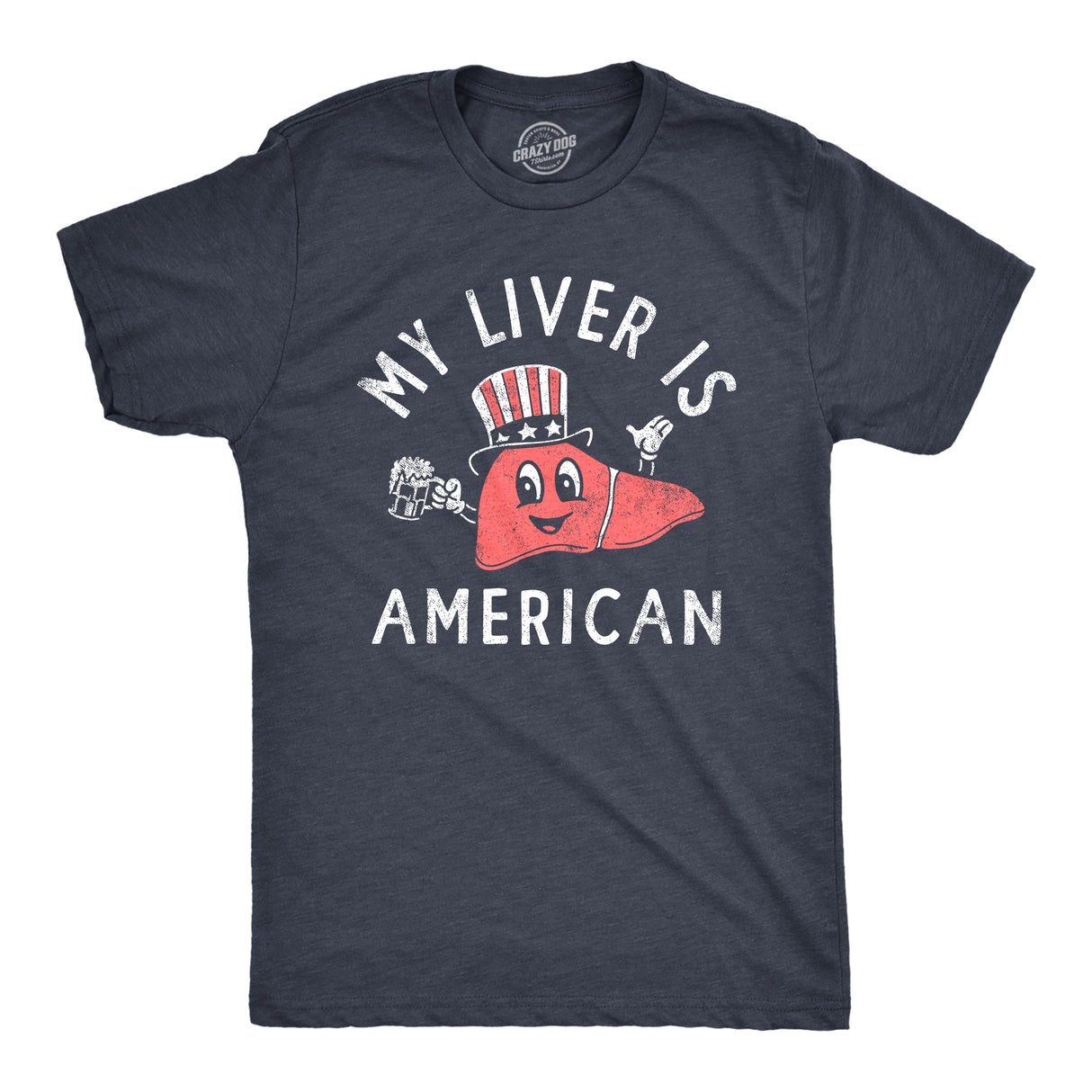 Mens My Liver Is American T Shirt Funny Fourth Of July Party Drinking Lovers Tee For Guys