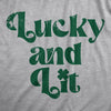 Mens Lucky And Lit T Shirt Funny St Pattys Day Parade Irish Luck Drinking Partying Tee For Guys