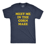 Mens Meet Me In The Corn Maze T Shirt Funny Halloween Fall Season Lovers Tee for Guys