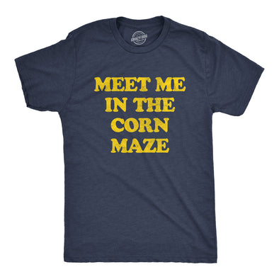 Mens Meet Me In The Corn Maze T Shirt Funny Halloween Fall Season Lovers Tee For Guys