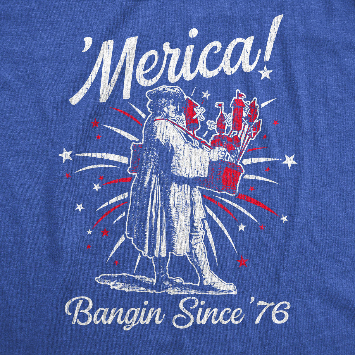 Womens Merica Banging Since 76 T Shirt Funny Fourth Of July American Fireworks Tee For Ladies
