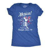 Womens Merica Banging Since 76 T Shirt Funny Fourth Of July American Fireworks Tee For Ladies
