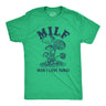 Mens MILF Man I Love Fungi T Shirt Funny Mushroom Acronym Joke Tee for Guys