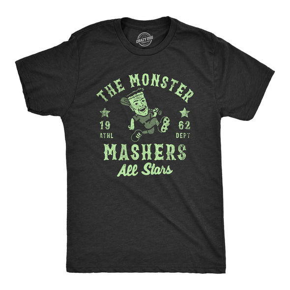 Mens The Monster Mashers All Stars T Shirt Funny Halloween Baseball Team Tee For Guys