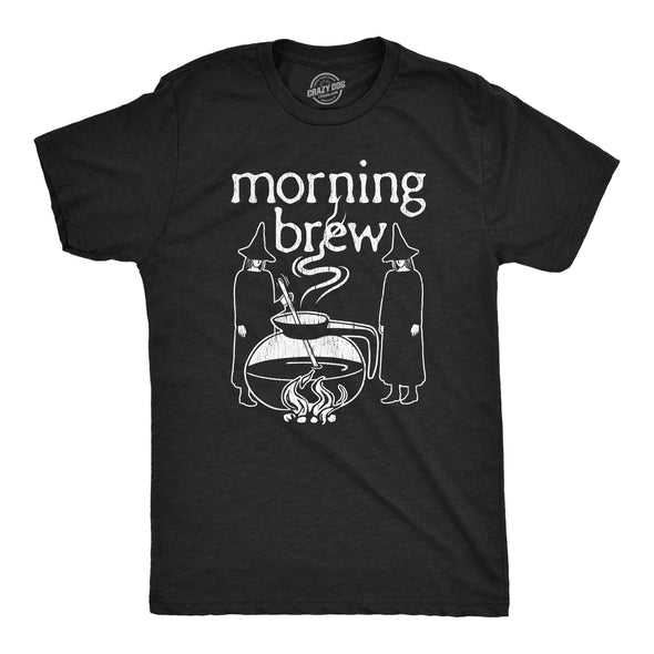 Mens Morning Brew T Shirt Funny Witch Potion Coffee Pot Joke Tee For Guys