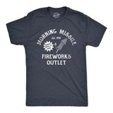 Mens Morning Missle Fireworks Outlet T Shirt Funny Fourth Of July Firecracker Sex Joke Tee for Guys