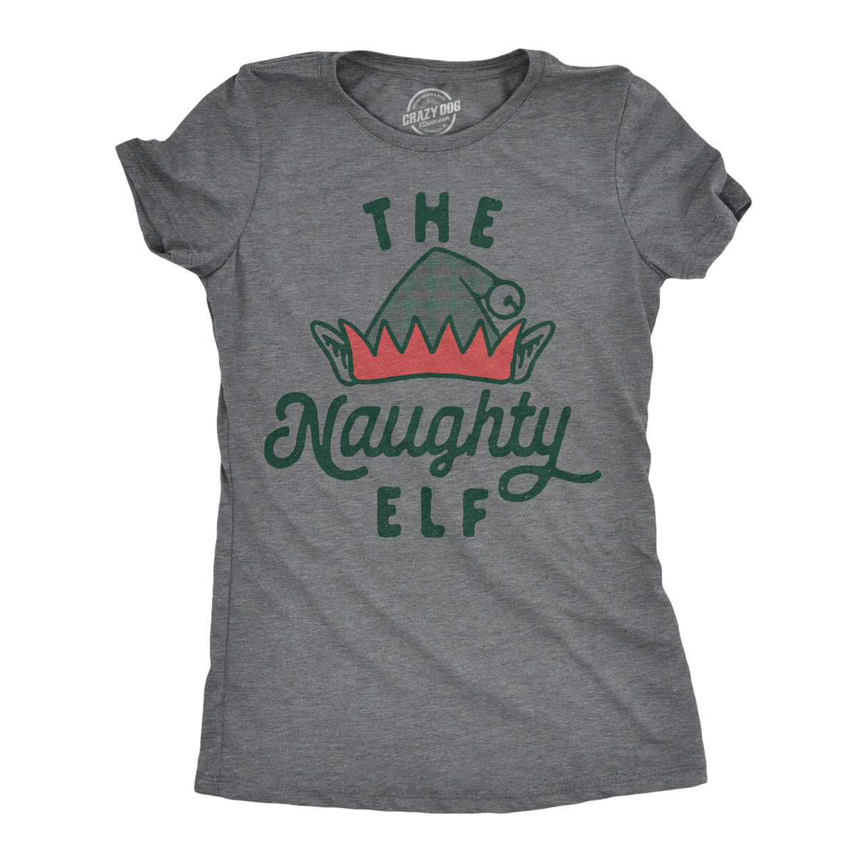 Womens The Naughty Elf T Shirt Funny Bad Behavior Xmas Elves Joke Tee For Ladies