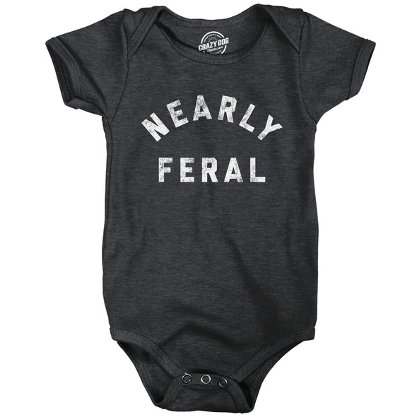 Nearly Feral Baby Bodysuit Funny Untamed Wild Animal Joke Jumper For Infants