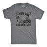 Mens Never Lost On A Dadventure T Shirt Funny Fathers Day Exciting Dad Tee For Guys