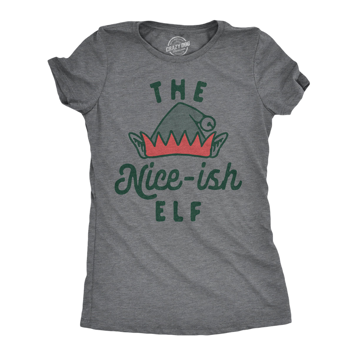 Womens The Nice Ish Elf T Shirt Funny Good Behavior Xmas Elves Joke Tee For Ladies