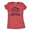 Womens No Feelings Only Chaos T Shirt Funny Crazy Insane Attacking Kitten Joke Tee For Ladies