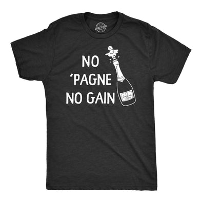 Mens No Pagne No Gain T Shirt Funny Drinking Party Champagne Lovers Tee For Guys