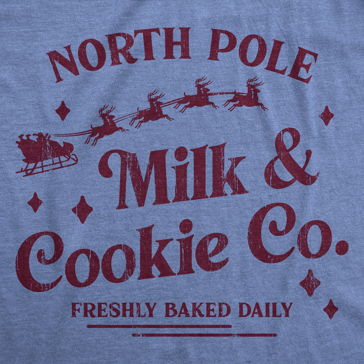 Womens North Pole Milk and Cookie Co T Shirt Funny Xmas Bakery Shop Joke Tee for Ladies